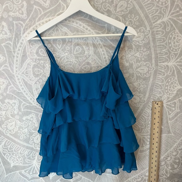 GAP RUFFLED TOP EUC AQUA BLUE DRESSY FLOWY LOVE L LARGE - Picture 4 of 8
